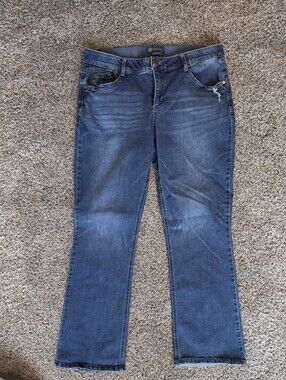 Democracy Women's Dark Blue Boot-Cut Stretch Jeans, size 16W